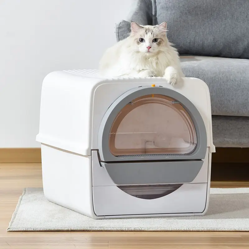 Cat Litter Box Large Fully Semi-Enclosed Cat Toilet Odor-Proof Anti-Sand Small Kitten Feces Cat Supplies