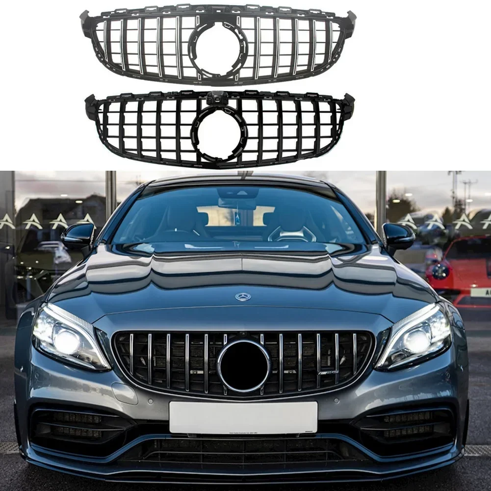 Front Racing Billet Bumper Grille Upper Facelift Grill For Mercedes-Benz W205 C63 AMG 2019 2020 2021