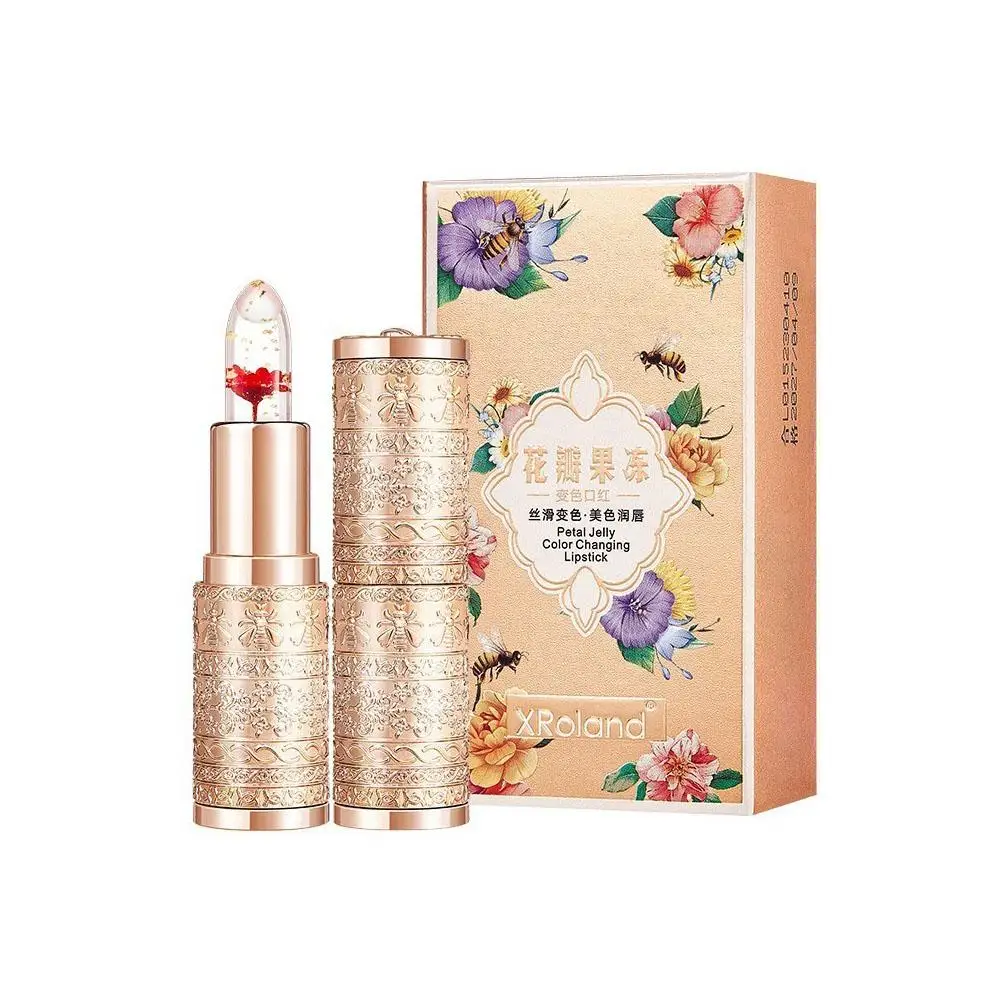 Color Changing Long Lasting Lipstick Gold Foil Flower Moisturizing Lip Makeup Waterproof Natural Primer Lipgloss Jelly Balm M8U2