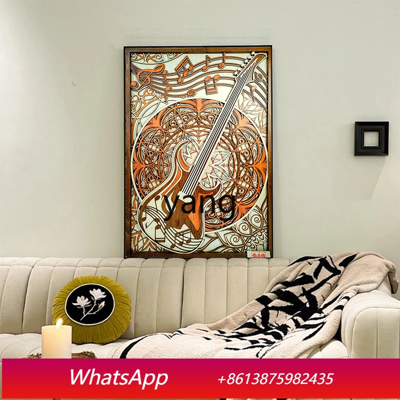 CX stacked engraving guitar decorative painting new Chinese creative ornament sound-absorbing diffusion plate