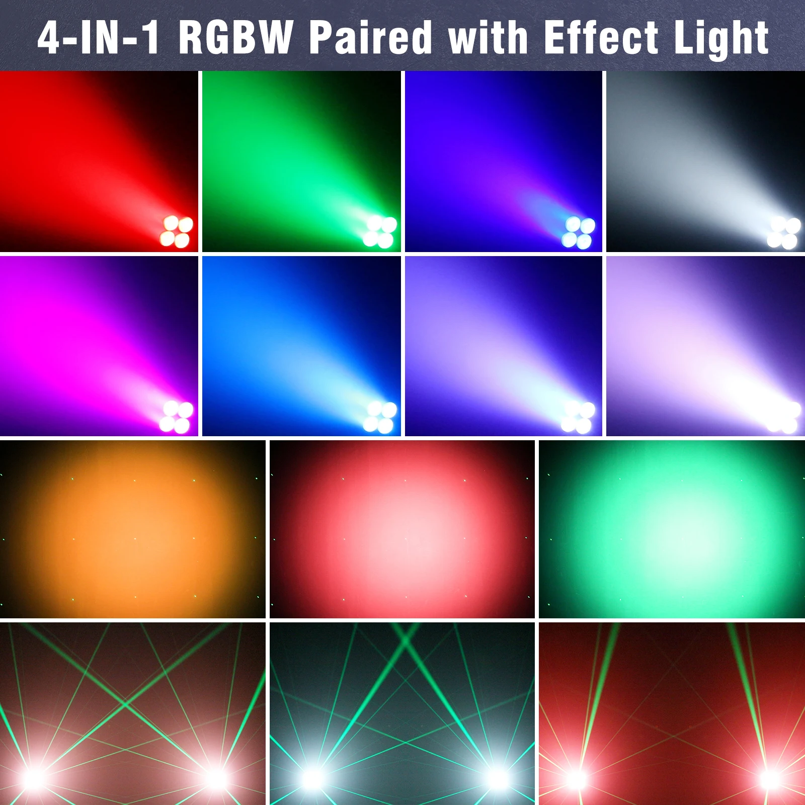 U'King 100W Beam Wash Moving Head Lights With 4X20W RGBW LED Beads Stage Light Green Starry Sky Effect DMX512 DJ Light For Party