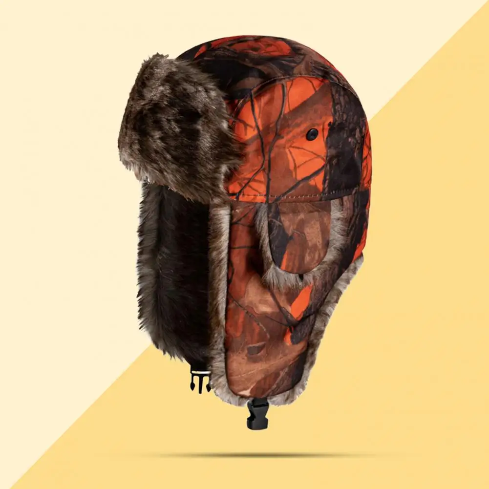 Popular Unisex Cap Autumn Winter Camouflage Adult Dome No Brim Riding Couple Cap Ear Flap Hat Keep Warm