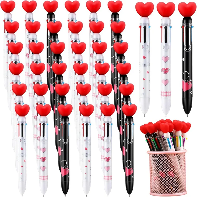 

AU61-Valentine's Day Heart Shape Pens Bulk, Retractable Ballpoint Pens For Valentine's Day Adults Women Nurse Wedding