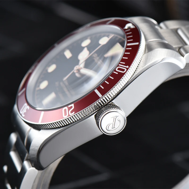 Luxury Parnis 41 มม.สีแดง BEZEL นาฬิกาผู้ชายอัตโนมัตินาฬิกาสร้อยข้อมือสแตนเลส Sapphire คริสตัลนาฬิกาผู้ชาย reloj hombre