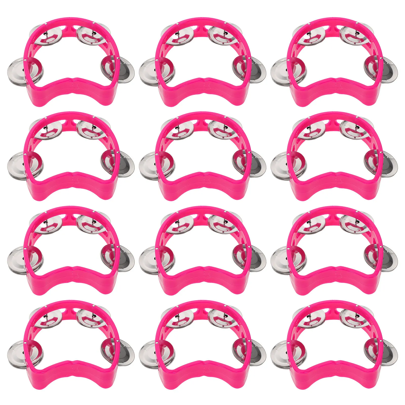 

12Pcs Handheld Tambourine Plastic Kids Percussion Bells Lightweight Rhythm Instruments Classroom Party Festival Music Shaker