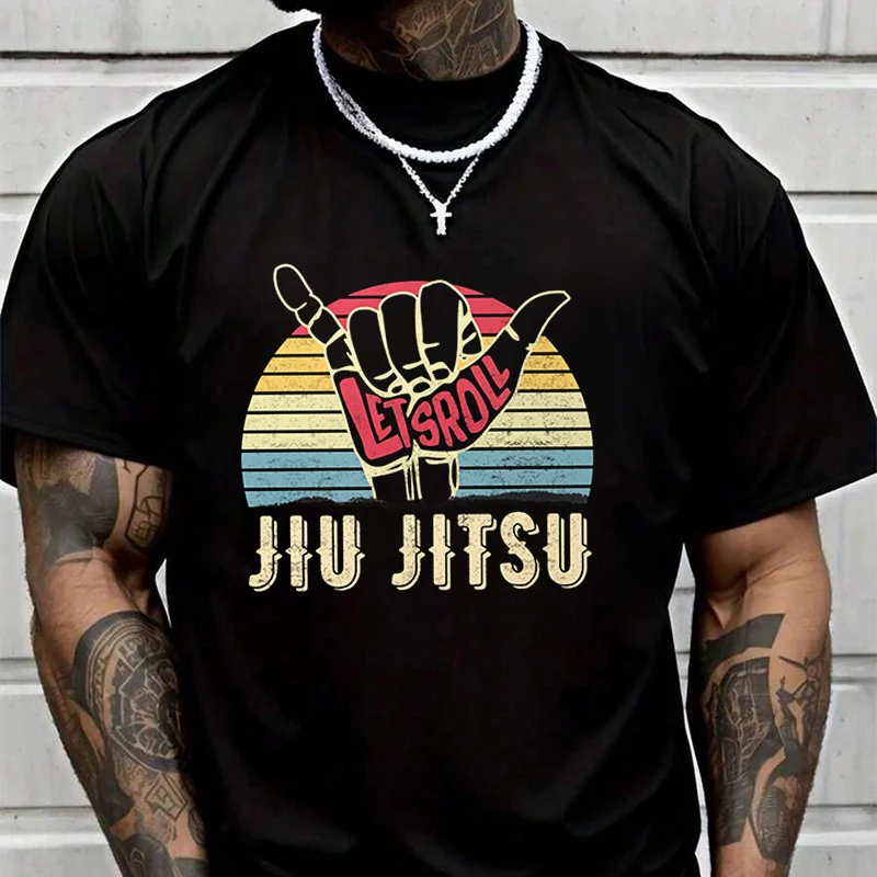 

Jiu Jitsu Retro Print Creative Print T Shirt Summer Short-sleeved Casual Tee Men Women Streetwear Loose T-shirt