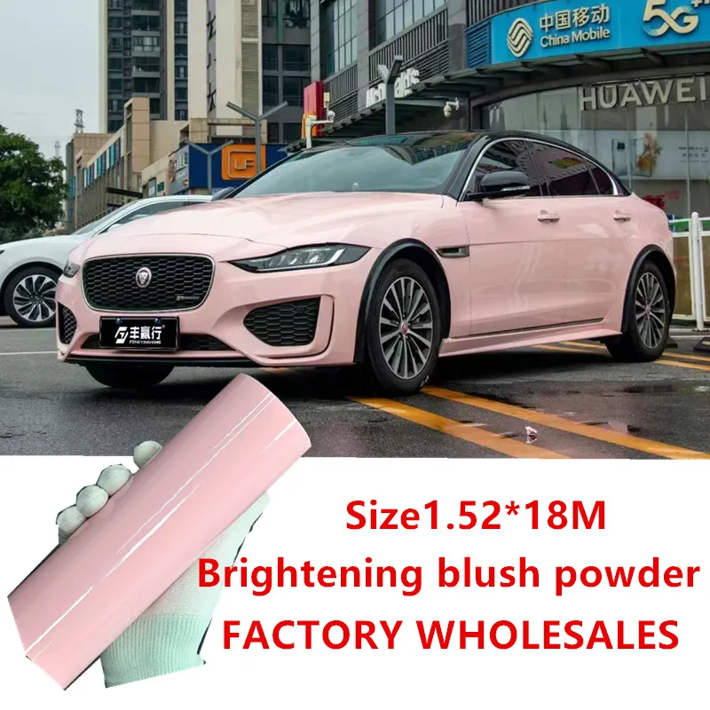 

Brightening blush po Gloss Lguana Green Vinyl Wrap film wrapping bright 1.52*18m roll quality Warranty covering film voiture