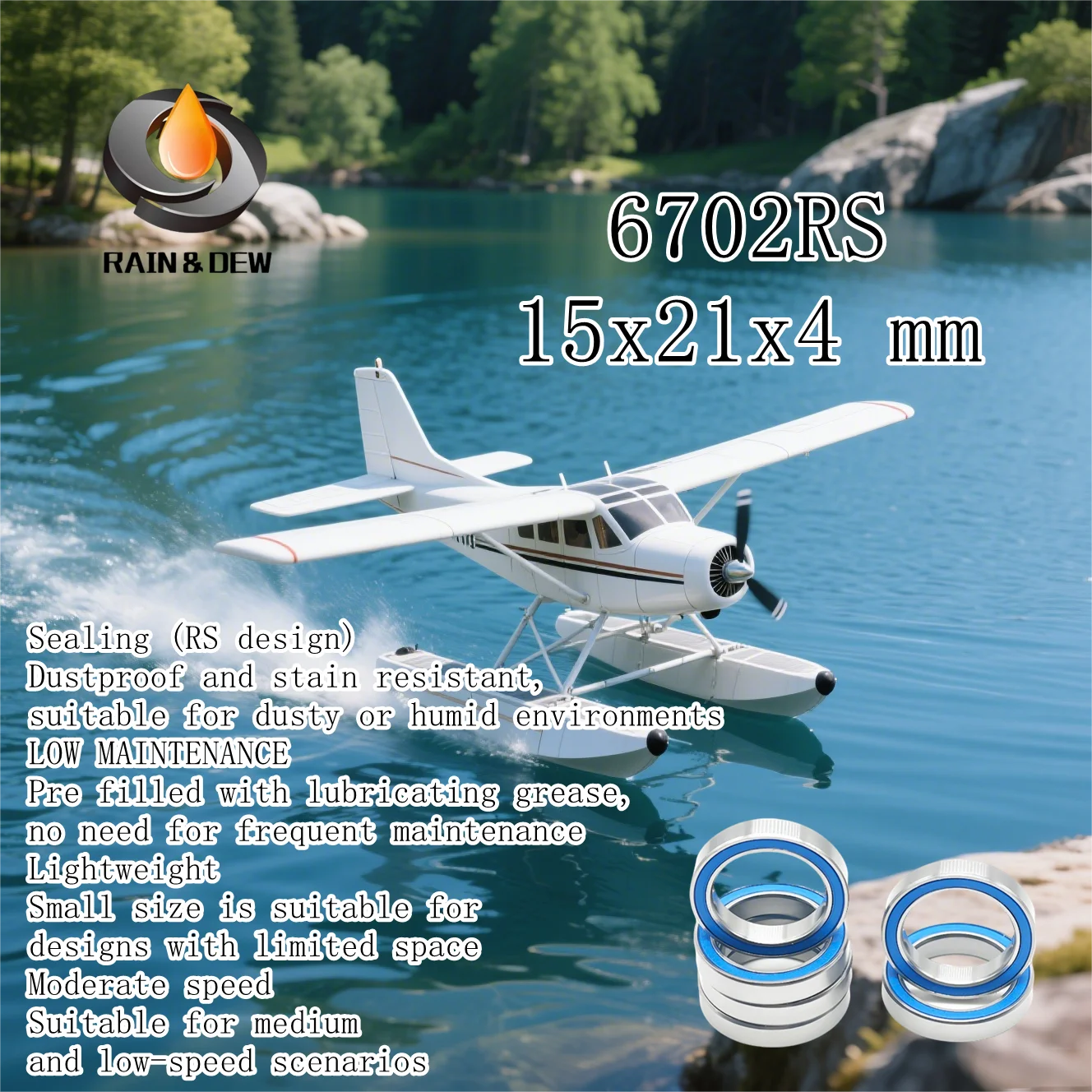 

10PCS 6702RS Blue Bearing 15X21X4 mm ABEC-7 Hobby Electric RC Car Truck 6702 RS 2RS Ball Bearings 6702-2RS Blue Sealed