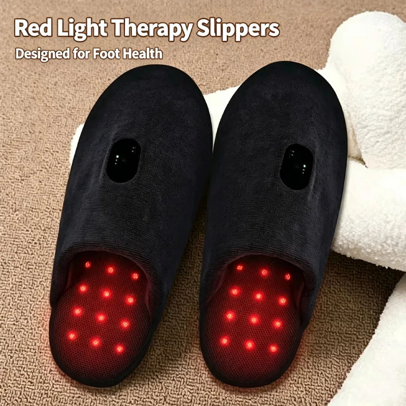 Wearable Portable Red Light Therapy Slippers Foot Phototherapy Massager Slippers for Muscle Fatigue Relief Promote Circulation