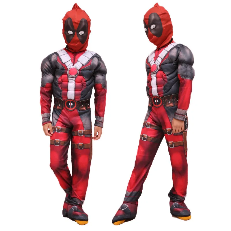 2024 Muscle Deadpool Cosplay Superhero Role Playing Movie Costumes Deadpool Halloween Party for Boys and Girls Christmas Costume