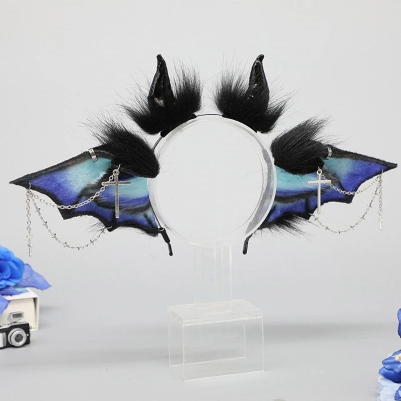 Cerchietto per capelli da donna con pipistrello peloso, fascia per vestire anime, Dropshipping
