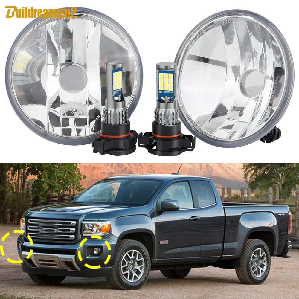 2 Pieces Car Front LED Fog Light Lampshade PSX24W 2400LM Bulb Accessories For GMC Canyon 2015 2016