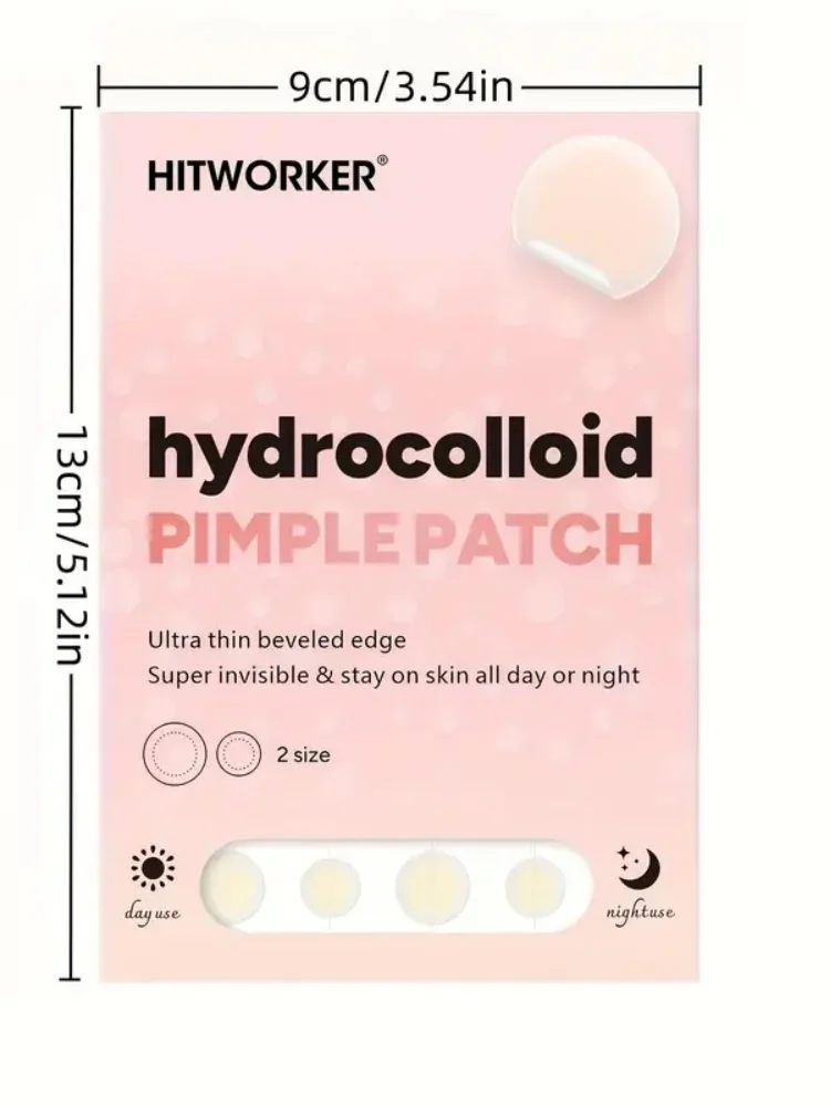 144/288 قطعة من رقع حب الشباب HITWORKER - مقاسين، مناسبة لجميع ألوان البشرة باللون البيج الفاتح للاستخدام الليلي والليلي