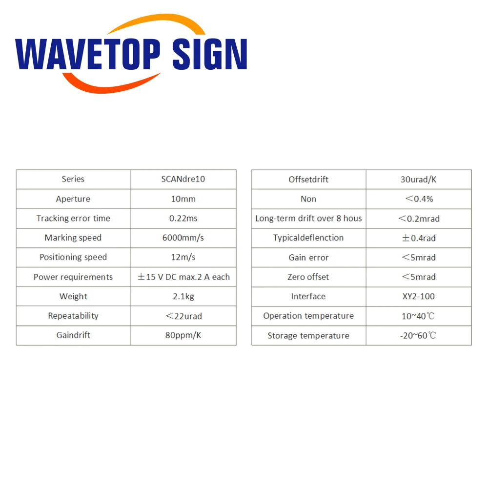 WaveTopSign-Juego de cabezales de Galvo Digital con luz roja para máquina de marcado láser de fibra de CO2, UV, 3D, YAG, 10mm de apertura