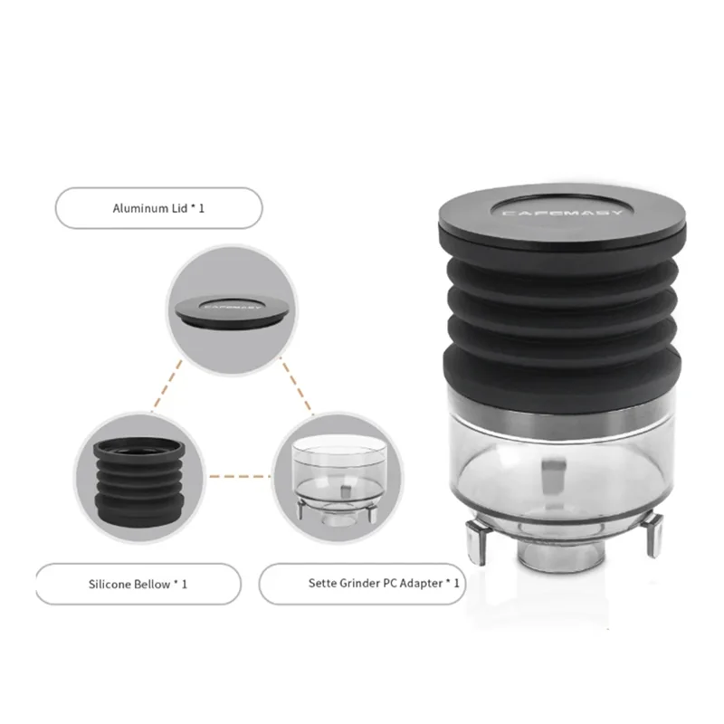 For A66K-CAFEMASY Coffee Grinder Single Dose Hopper for Baratza Sett 270/BG30 Silicone Bellow PC Hopper and Grinder Bin