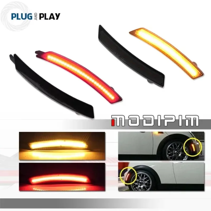 

Uiz 2Piece of Second-generation MINI Cooper R55 R56 R57, LED Brake Wheel Arch, Turn Signal, Front and Rear Bumper Edge Lights