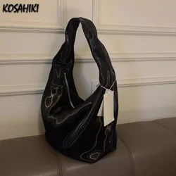 2024 New Japanese Vintage Simple Handbags Y2k Aesthetic Women Casual Solid Shoulder Bags Streetwear Trendy Fashion Underarm Bag