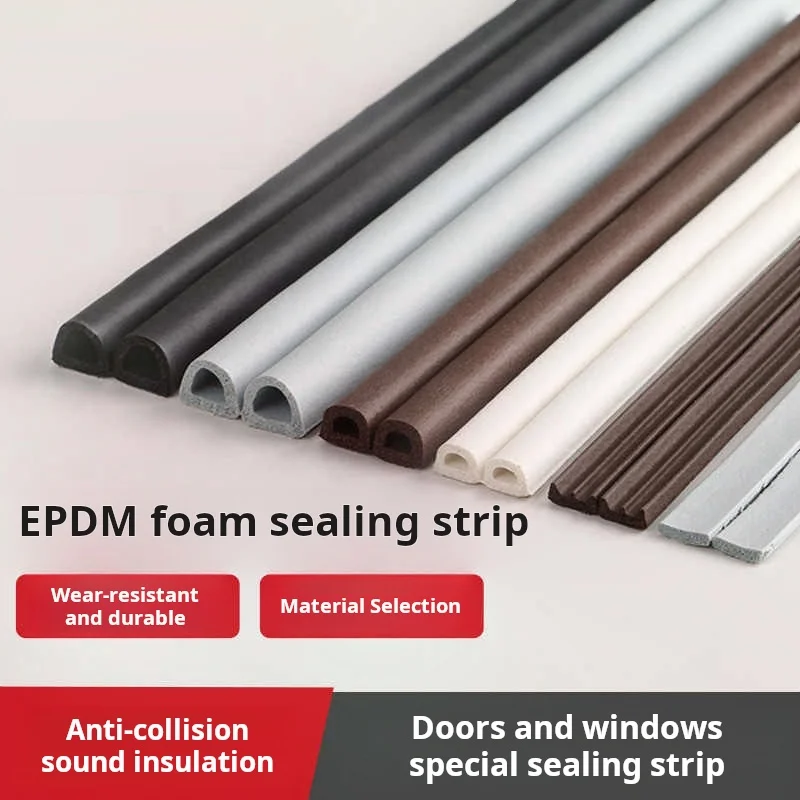 

6M Doors And Windows Weather Strip Self Adhesive Rubber Seal Foam Tape Window Dustproof Soundproof Insulation Strip