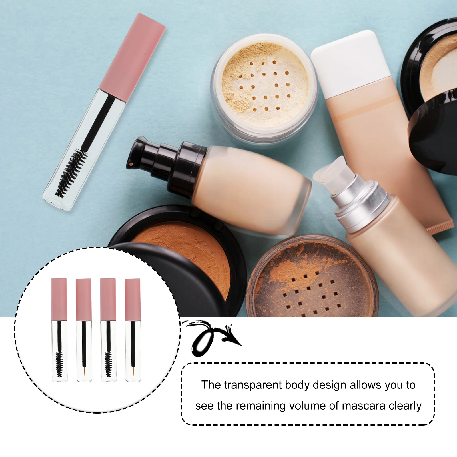 

4pcs Mascara Tubes Refillable PET Transparent Lip Gloss Containers Travel Size Eyeliner Stick Bottles Durable for Holiday