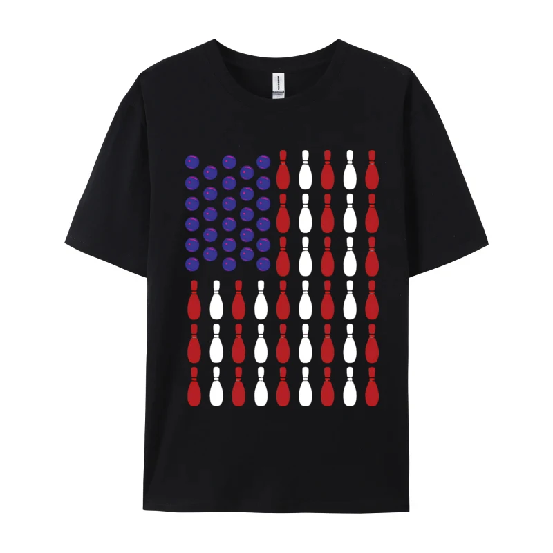 

American Flag Bowling 4th Of July T-shirts Man Cotton Freedom TShirts Homme Camisas Classic Fashion Clothing