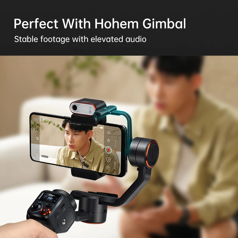 hohem Mic01 Wireless Lavalier Microphone Portable Audio Video Recording Mic for iPhone Android Live Broadcast Gaming Phone Mic
