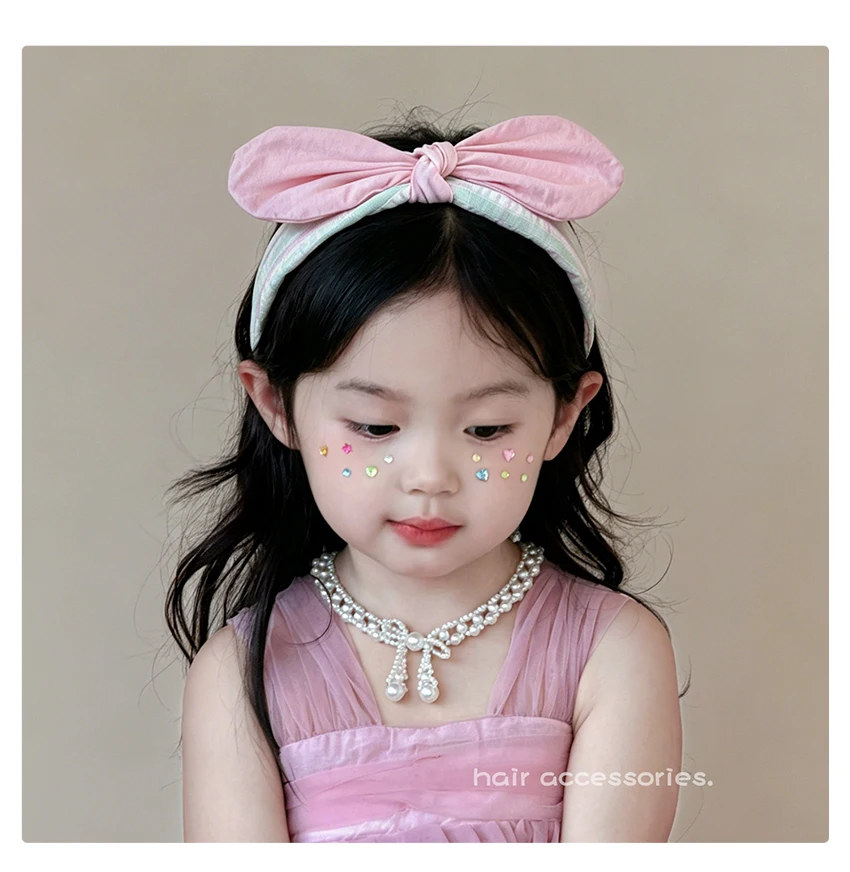 2026 Neue gestreifte Haarbänder aus Bubble-Stoff mit Hasenohren und Schleife, breite Krempe, schmerzfrei, rutschfest, für Babys und Kleinkinder, Geschenk – Detail 3