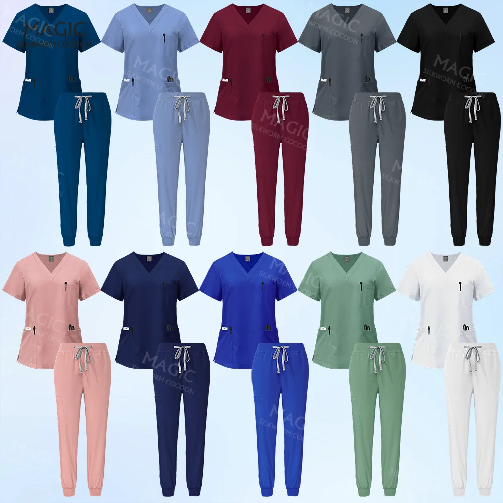 

Pet Scrubs Set Medical Uniforms Stretch Scrub Tops with Pocket Pants Nurse Uniform Doctor Surgery Overalls Beauty Salon Workwear