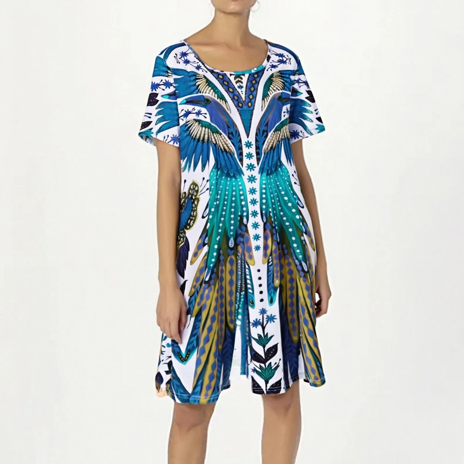 Faux Butterfly Pattern Dress Maxi Dresses For Women Boho Summer Dresses 2025  Birthday Dresses Short-Sleeved Dress Vestidos Midi