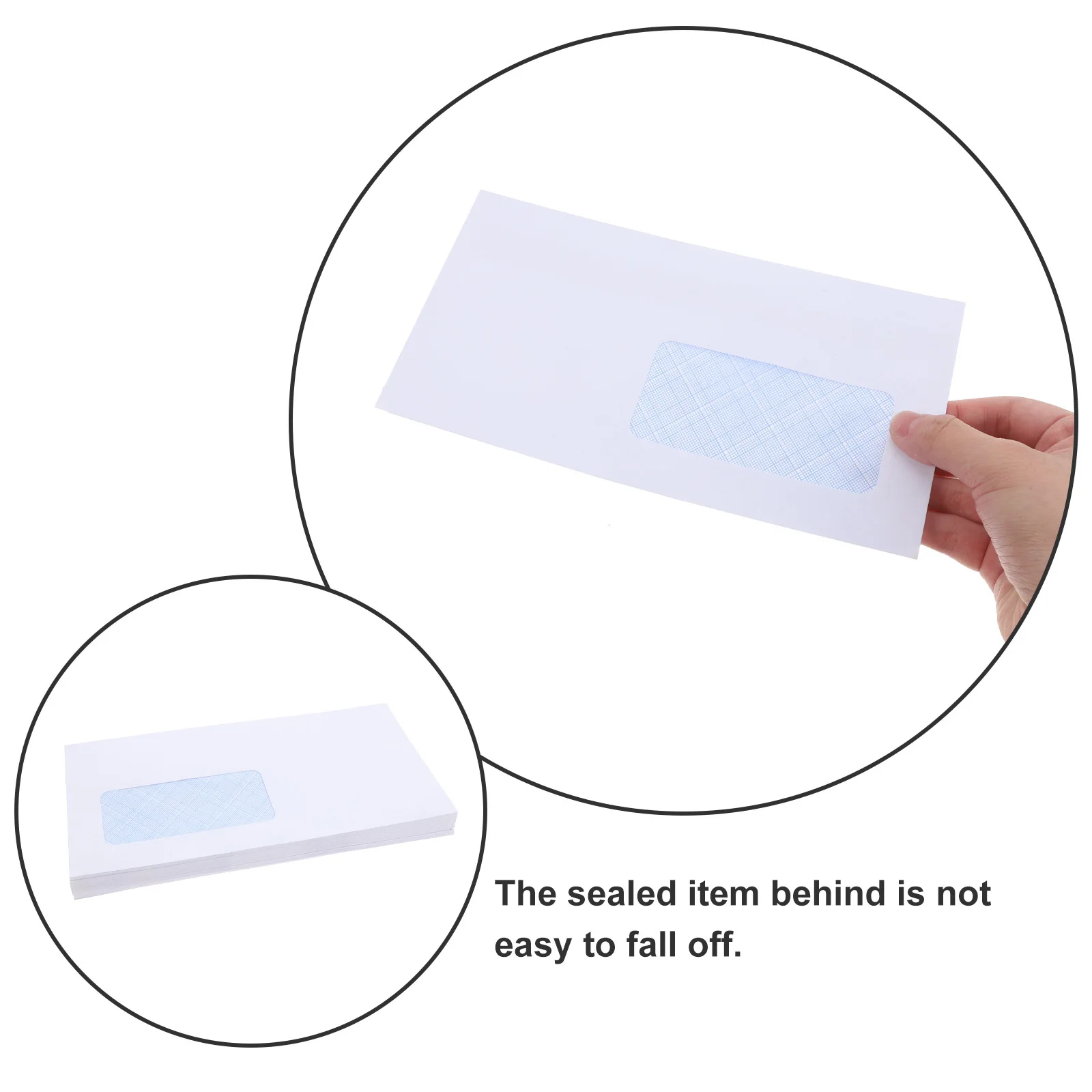 50 قطعة مغلفات بيضاء مغلفات بريد الأعمال مع نافذة اليسرى للوثائق فحص كيس التخزين النقدي #3