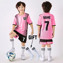 Boys Football Shirts Shorts With Pockets Boys Soccer Jerseys Suits Personalized Custom Children's Football Clothing Uniforms
