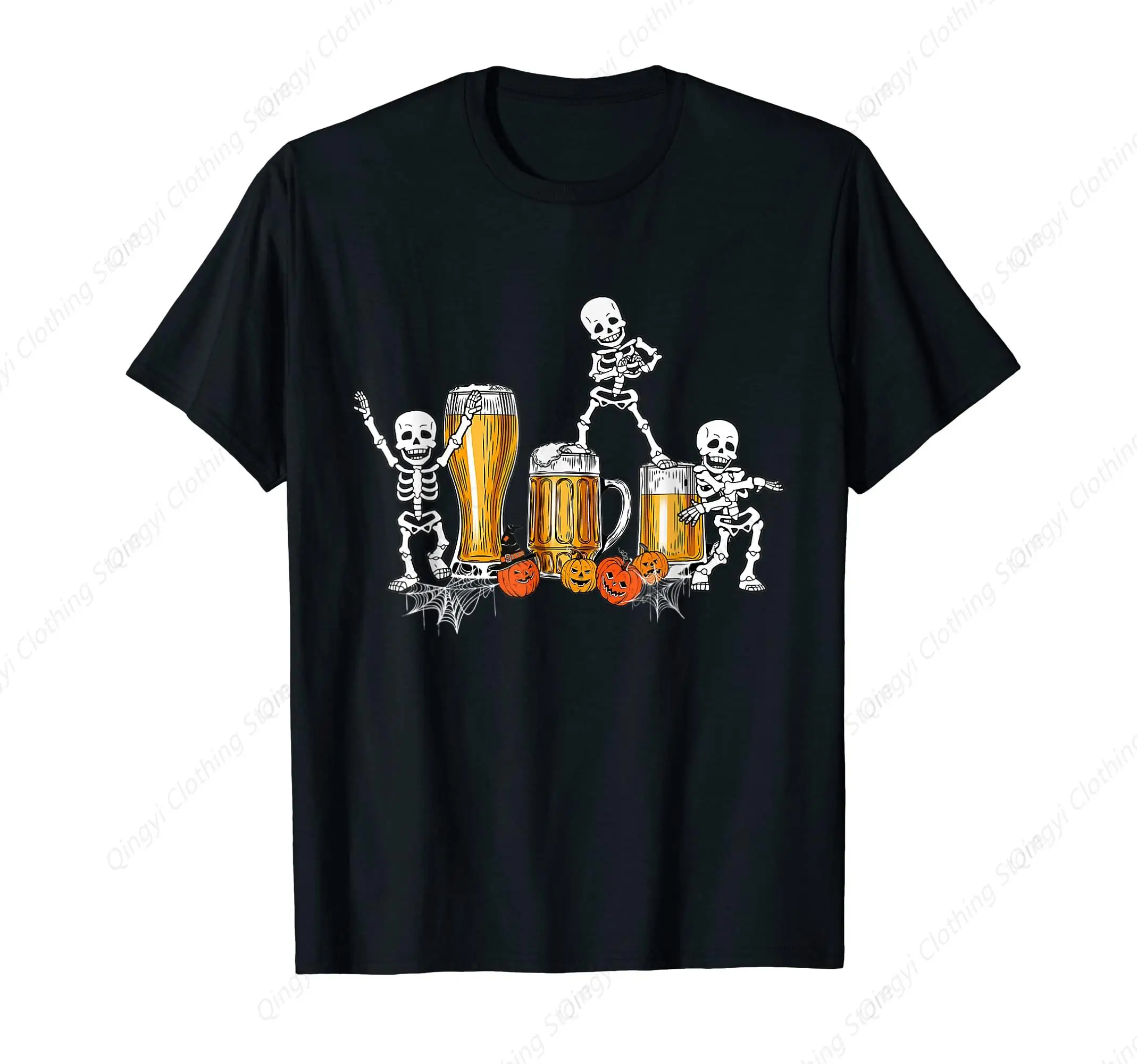 

Skeleton Drinking Beer Happy Halloween T-Shirt