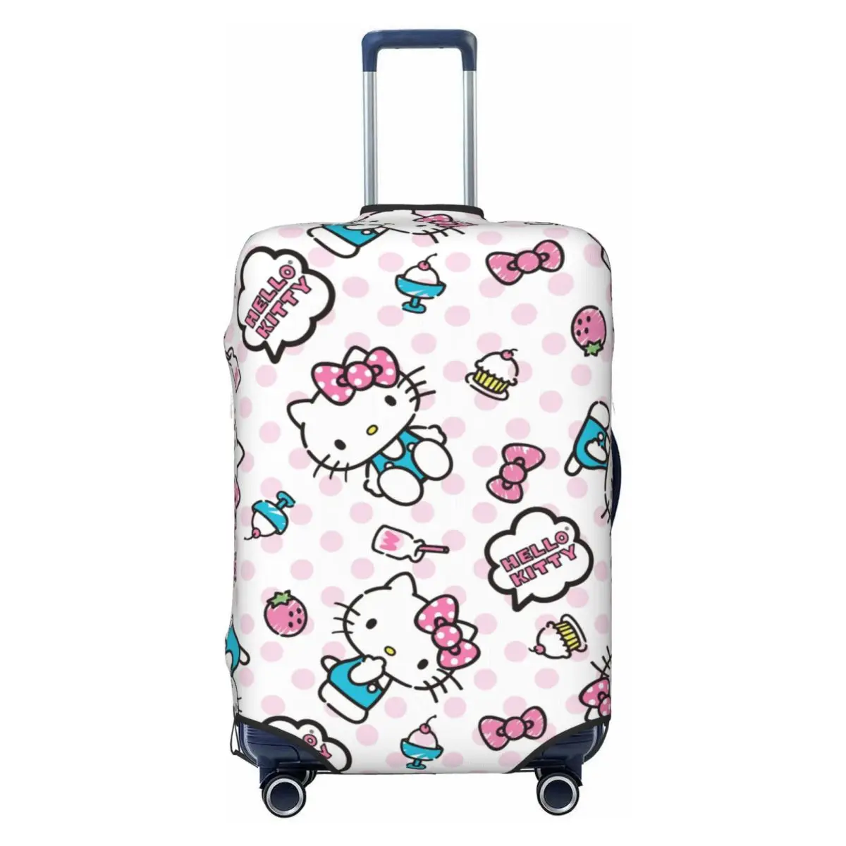 

Pink Bow Hello Kitty Cat Travel Luggage Cover Dust Proof Kawaii Kitten Suitcase Cover Protector Fit 18-32 Inch