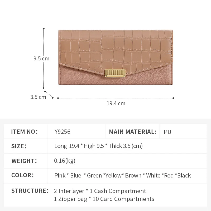 Senhoras high-end bolsa de embreagem de couro do plutônio comprimento médio outono inverno grande com três dobras padrão de pedra envelope bolsa para mulher