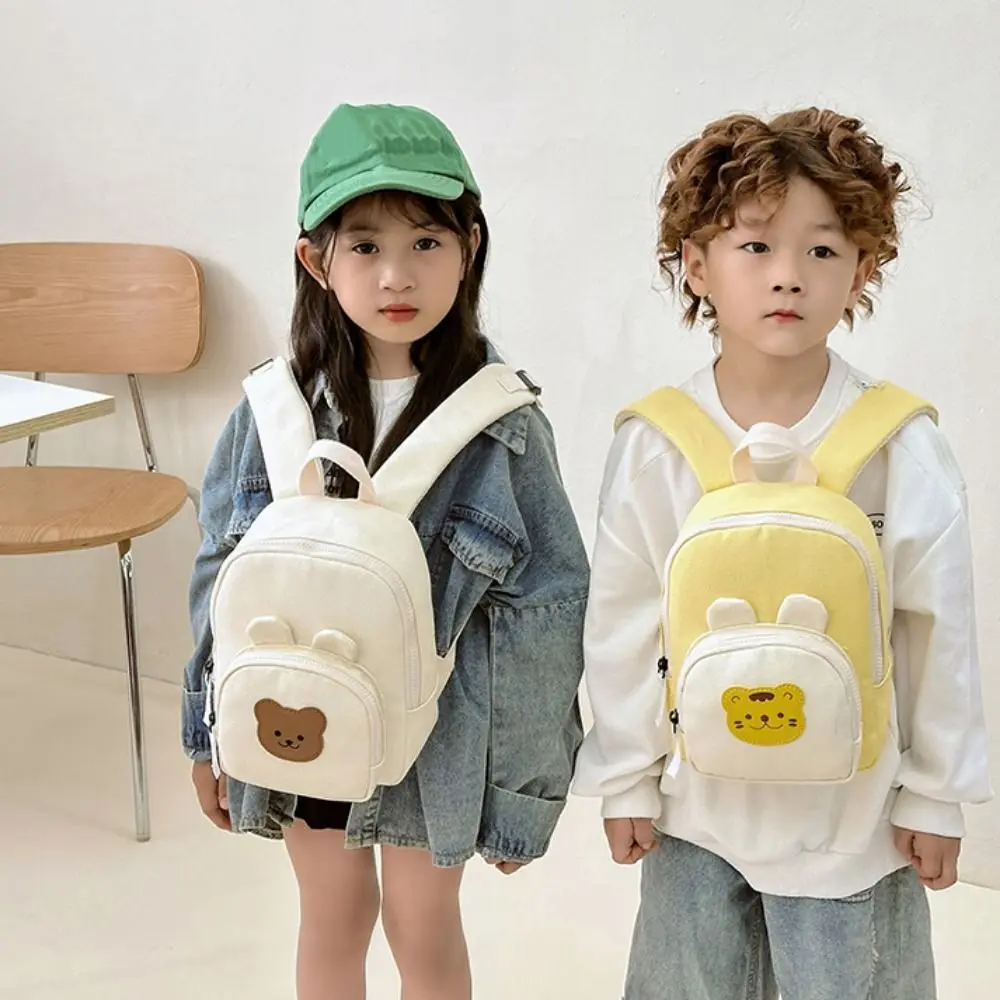 

Shoulder Bag Korean Kindergarten Schoolbag Canvas Cartoon Bear Children's Handbags Adjustable Kids Backpack for Teenager