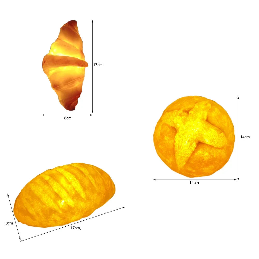 Imagem -06 - Luzes Noturnas Internas Ornamento em Forma de Pão Led Lâmpadas Noturnas Simulação Croissant Cruz Pão Bolo Lâmpada Decoração para Loja de Bolos