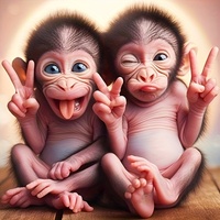 Adult 5D Diamond Painting Set, Full Diamond Canvas Diamond Art Embroidery Set DIY Hand-painted Cute Monkeys