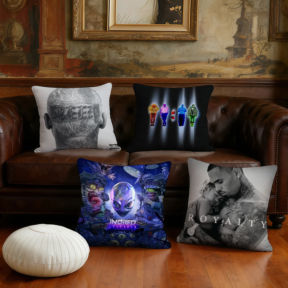 Rapper Chris Brown  cushion cover Pillow Case Plush Fabric Soft Double Sided Print Sofa Cushion Cover Throw Pillow Covers