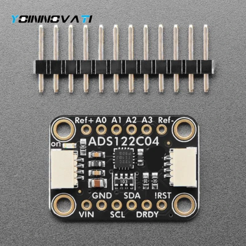 1PCS ADS122C04 24-bit ADC Module, 4-Channel 2kSPS High Precision Analog-to-Digital Converter I2C Interface
