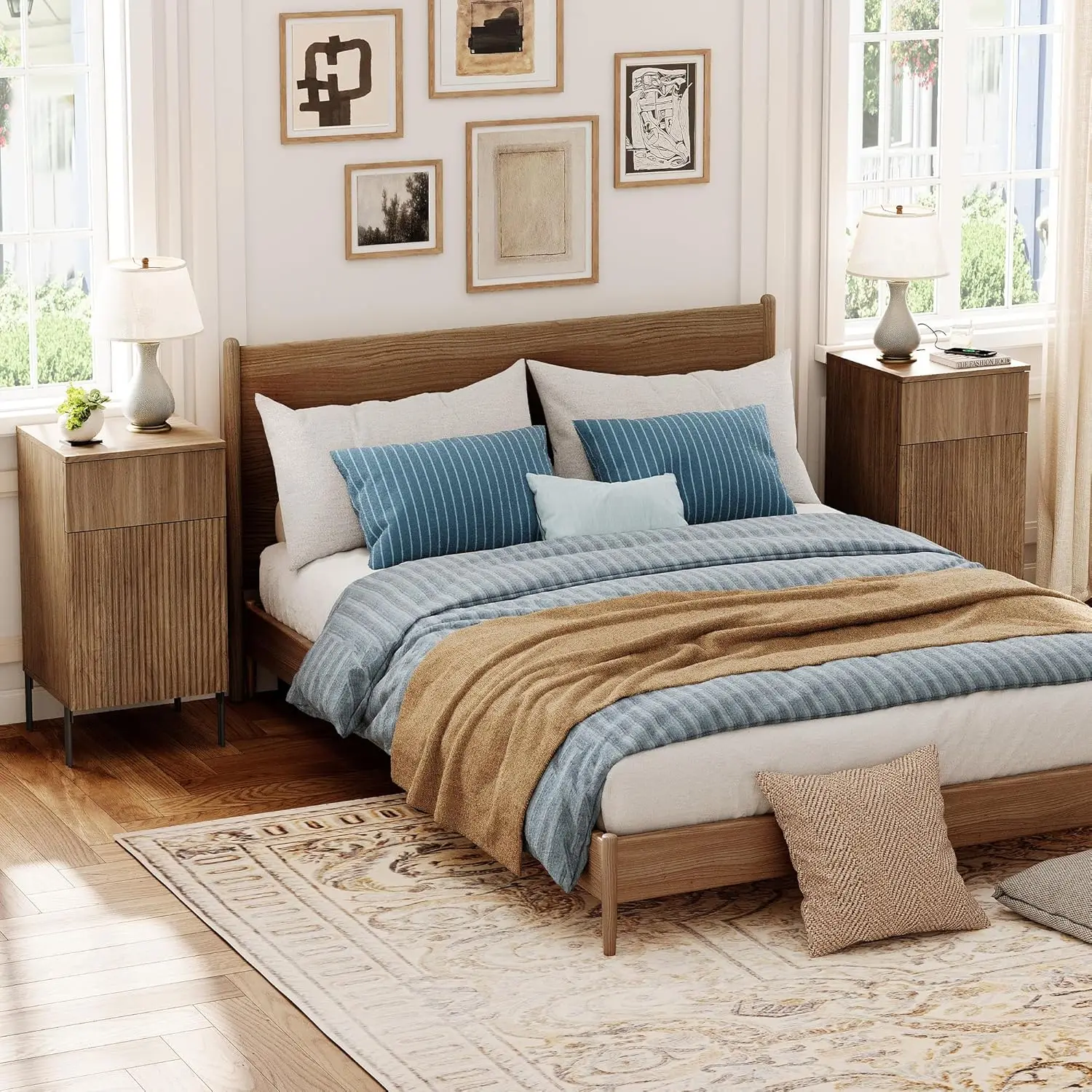 Tall Fluted Nightstand Set 2