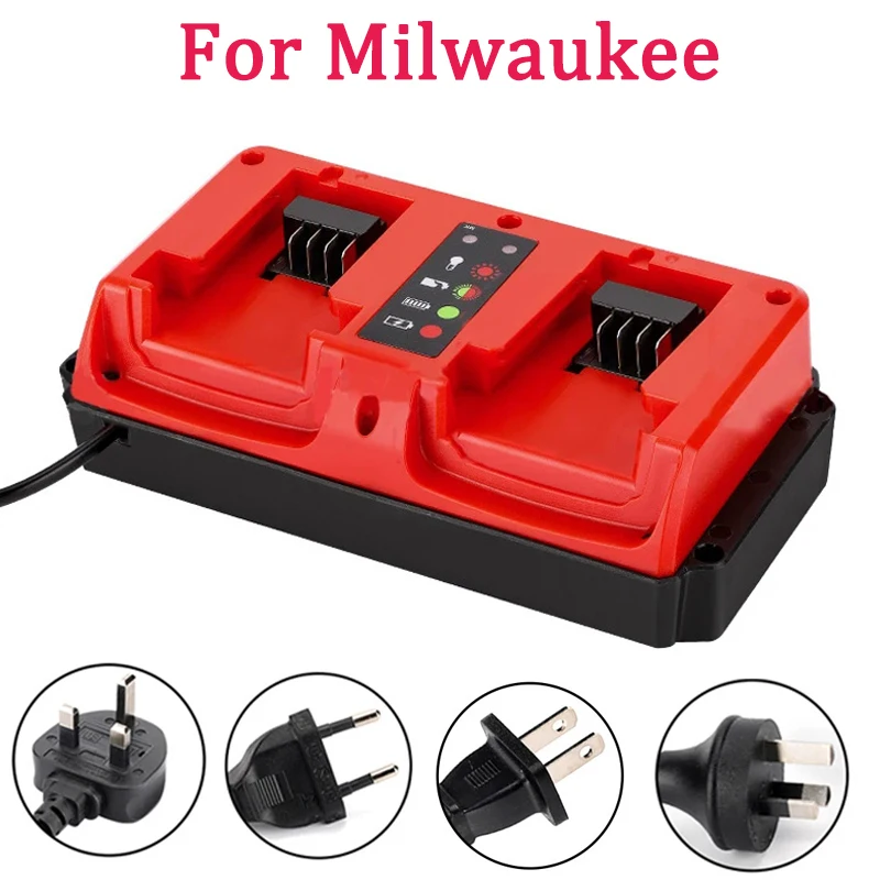 

Двухпортовое быстрое зарядное устройство для Milwaukee 18 В 48-11-1815 48-11-1820 48-11-1830 литий-ионный аккумулятор умное зарядное устройство со светодиодным индикатором