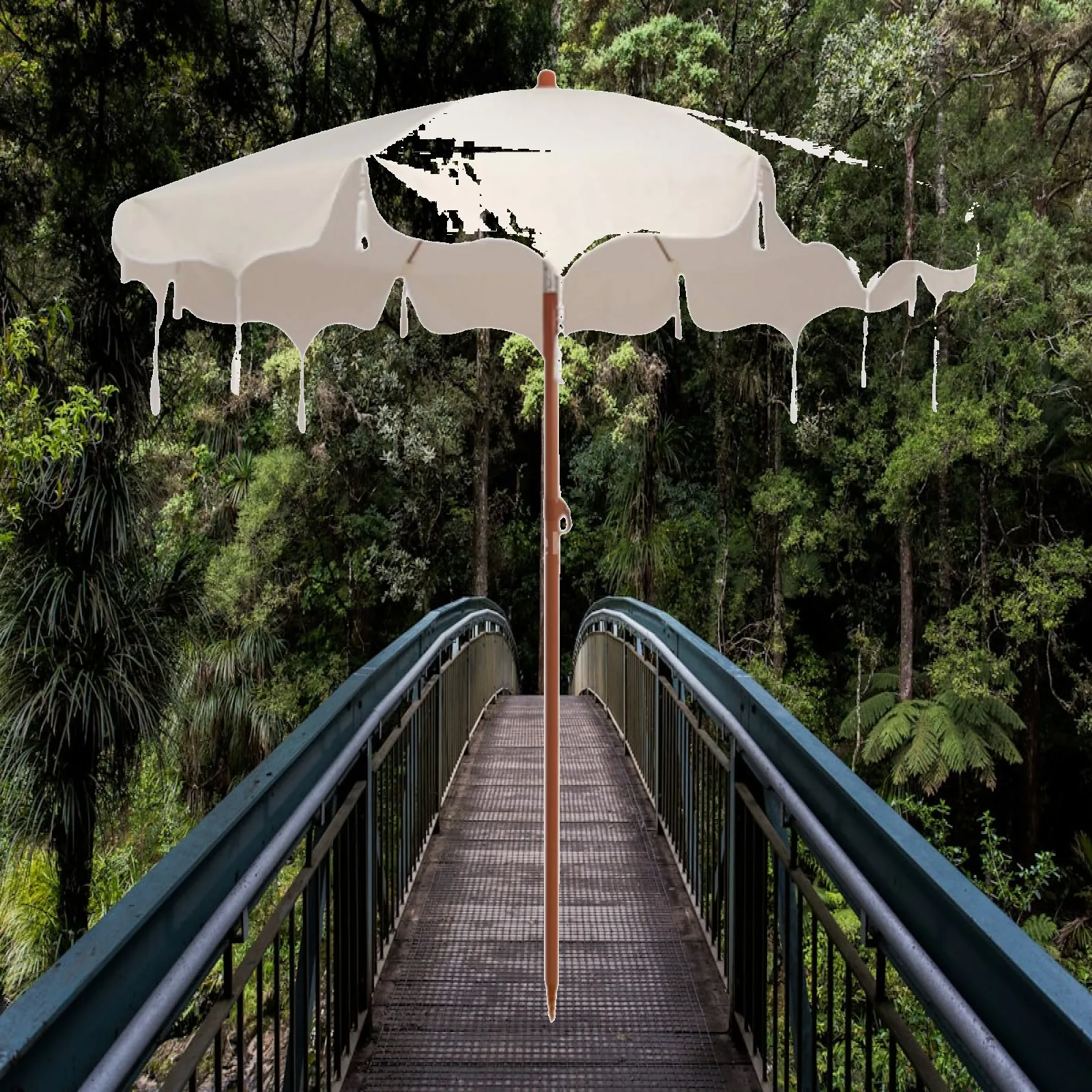 Durable Outdoor Umbrella with Eight Reinforced Ribs Tassel Design for Patio Garden Deck Backyard Swimming Pool Gifts