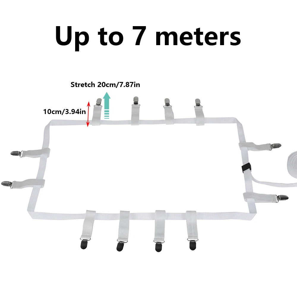 12 Clips Bed Sheet Fixed Clips Universal Adjustable Elastic Non-Slip Strap Mattress Holder Fasteners Blankets Bedding