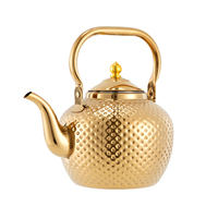2L Stainless Steel Tea Pot, Hammered Design, Tea Filter, Easy to Clean, Large Capacity for Family Brewing