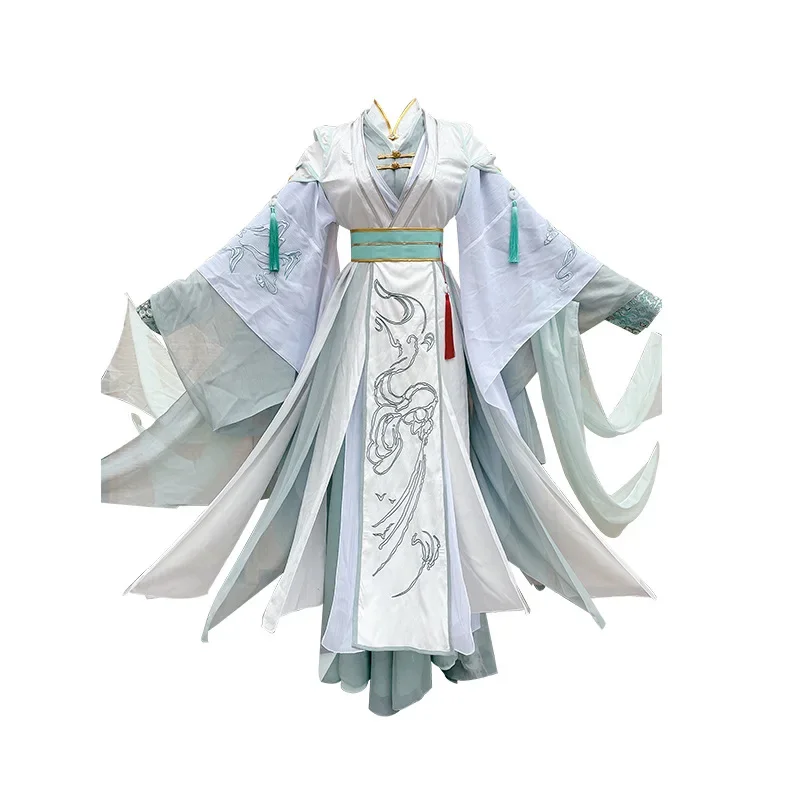 

Аниме Tian Guan Ci Fu Season 2 Lord Wind Master Han Fu Черные аксессуары для волос TGCF Shi Qingxuan Косплей Костюм Парик Головной убор Вентилятор