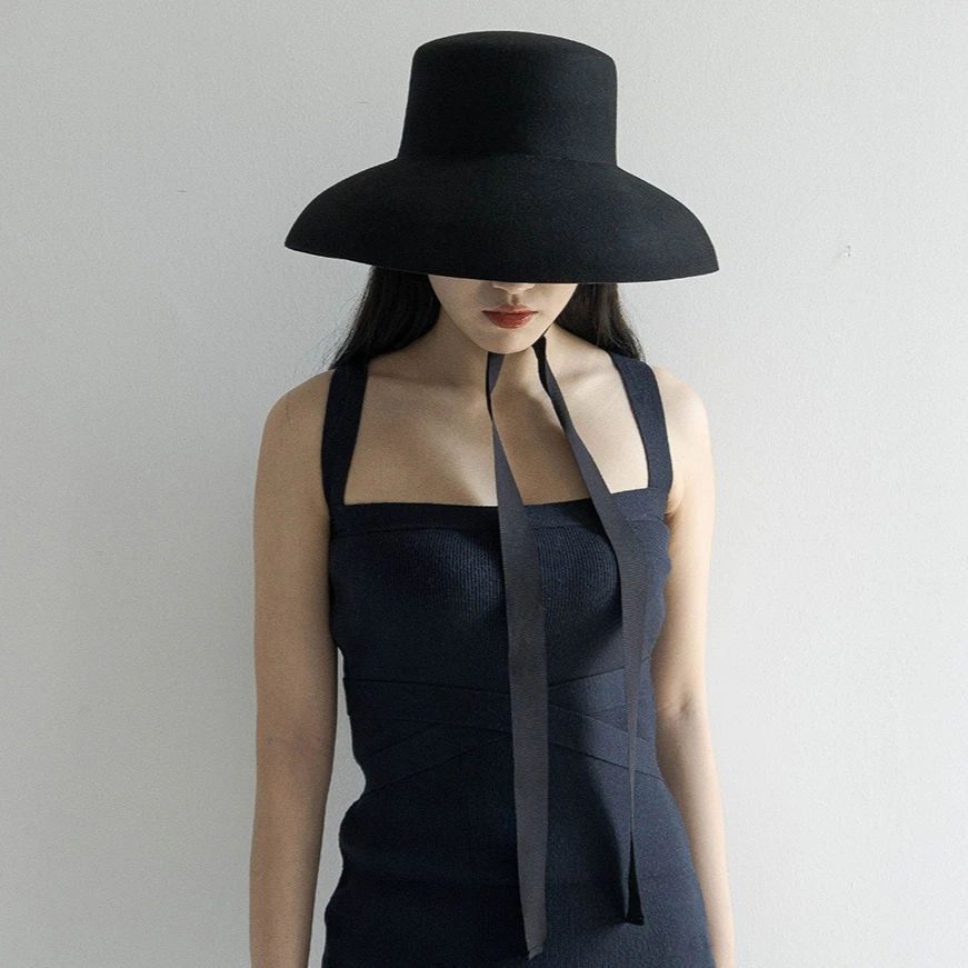 

USPOP 100% Wool Women and Kids Winter Lace-up Wide Brim Felt Hat Elegant Parent-Child Matching Fedora