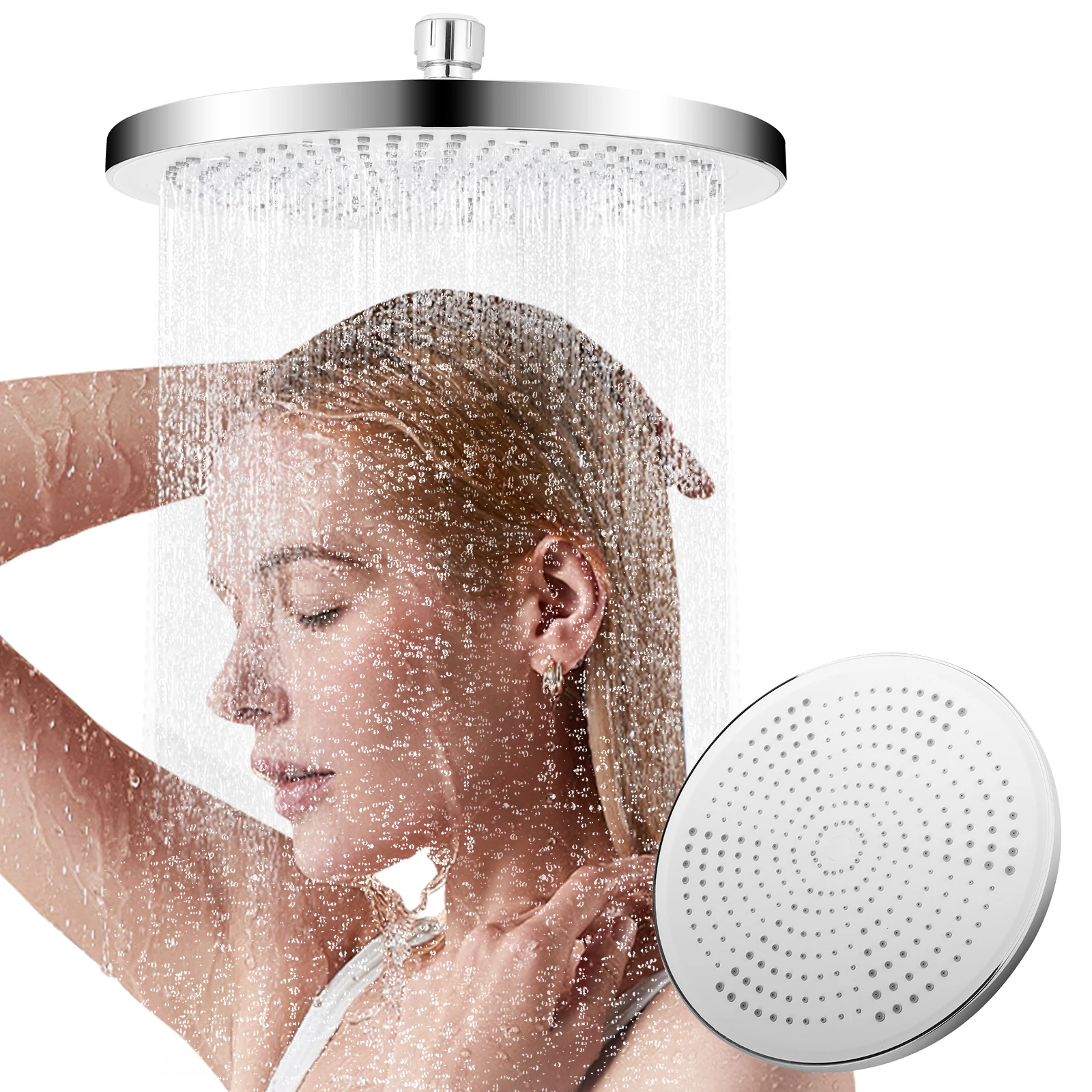  New 10 Inch Big Panel Showerhead Supercharge Rainfall Shower Head High Pressure Top Rain Shower Faucet Bathroom Accessories