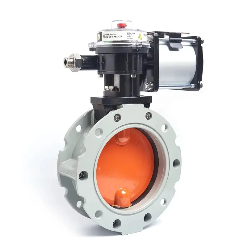 Pneumatic Dust Butterfly Valve Aluminum Alloy Powder Butterfly Valve Cement Mixing Plant Special Double Flange DN100 200 300