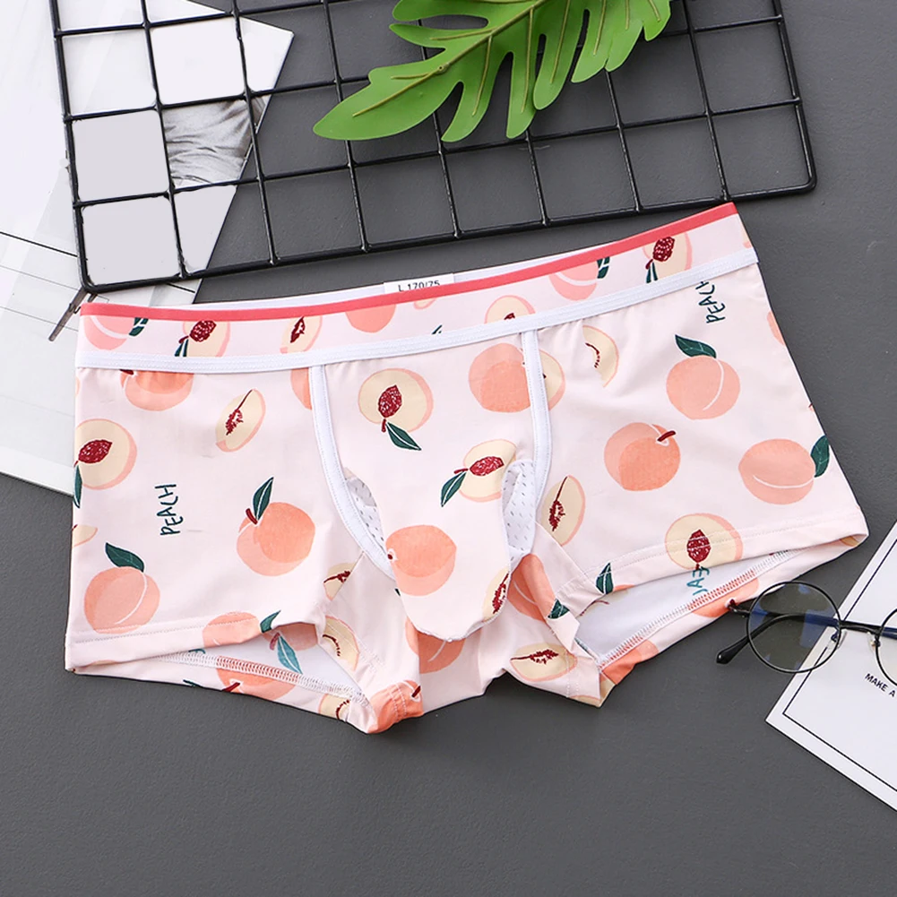 Mens Elephant Nose Boxer Briefs Mid-Rise Elastic Underwear JJ Sheath Cover Up Pouch Shorts Breathable Mesh Underpants