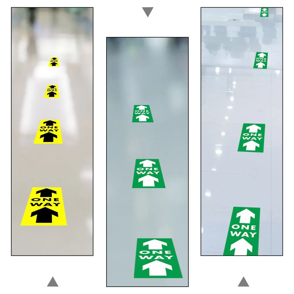 

10Pcs One Way Floor Decals Social Distance Warning Stickers Premium PVC Adhesive Ground Markers for Supermarket Bank Store Mall