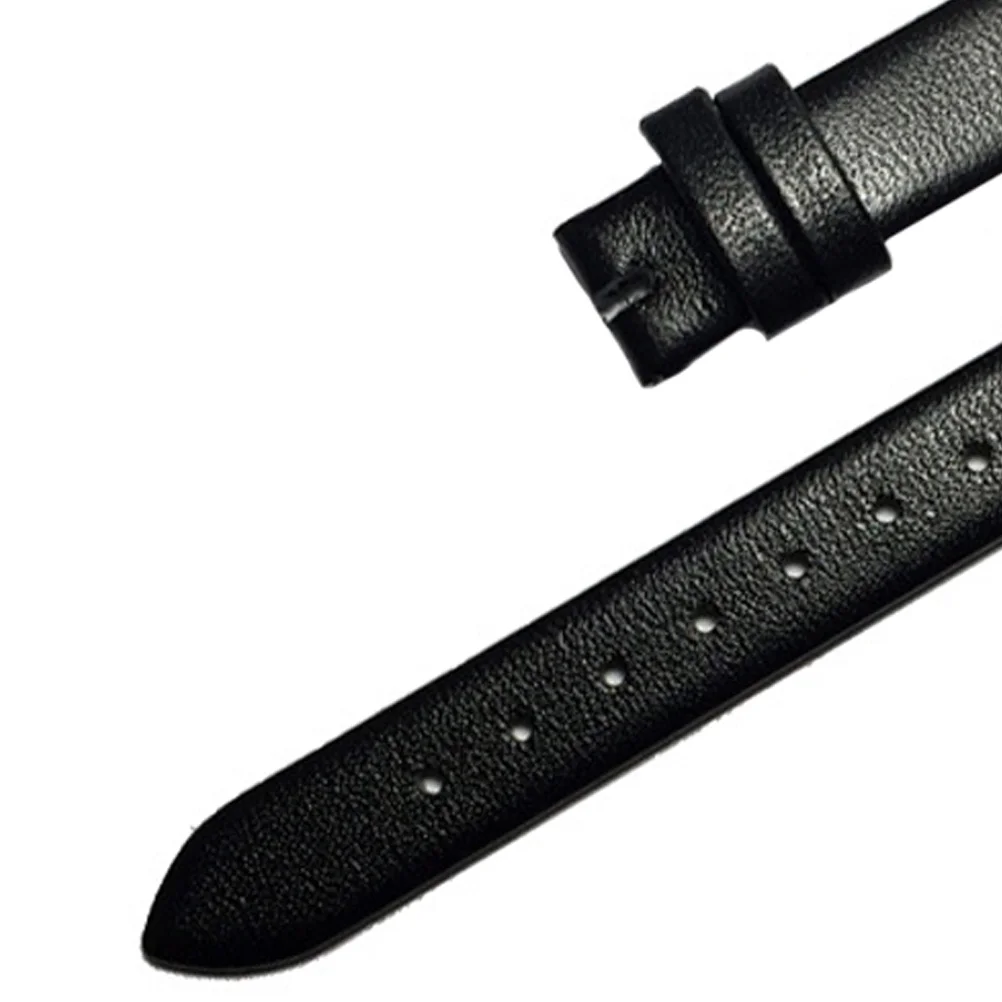 

Genuine Cowhide Watch Band 8Mm Black Slim Comfortable Replacement Strap For Men Women Fashion Accessory Wristband